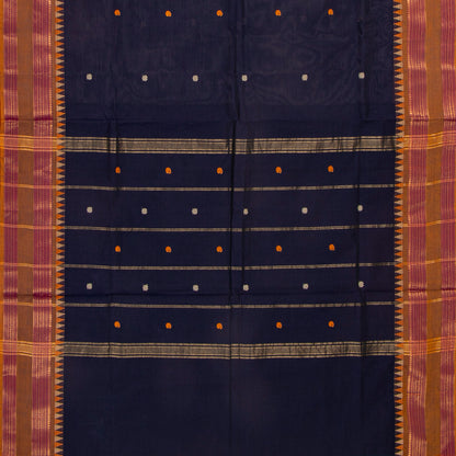 Blue And Mustard Kanchi Cotton Saree For Festive Wear PV MM KC 505
