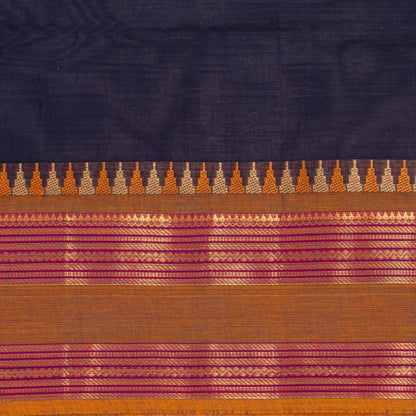 Blue And Mustard Kanchi Cotton Saree For Festive Wear PV MM KC 505