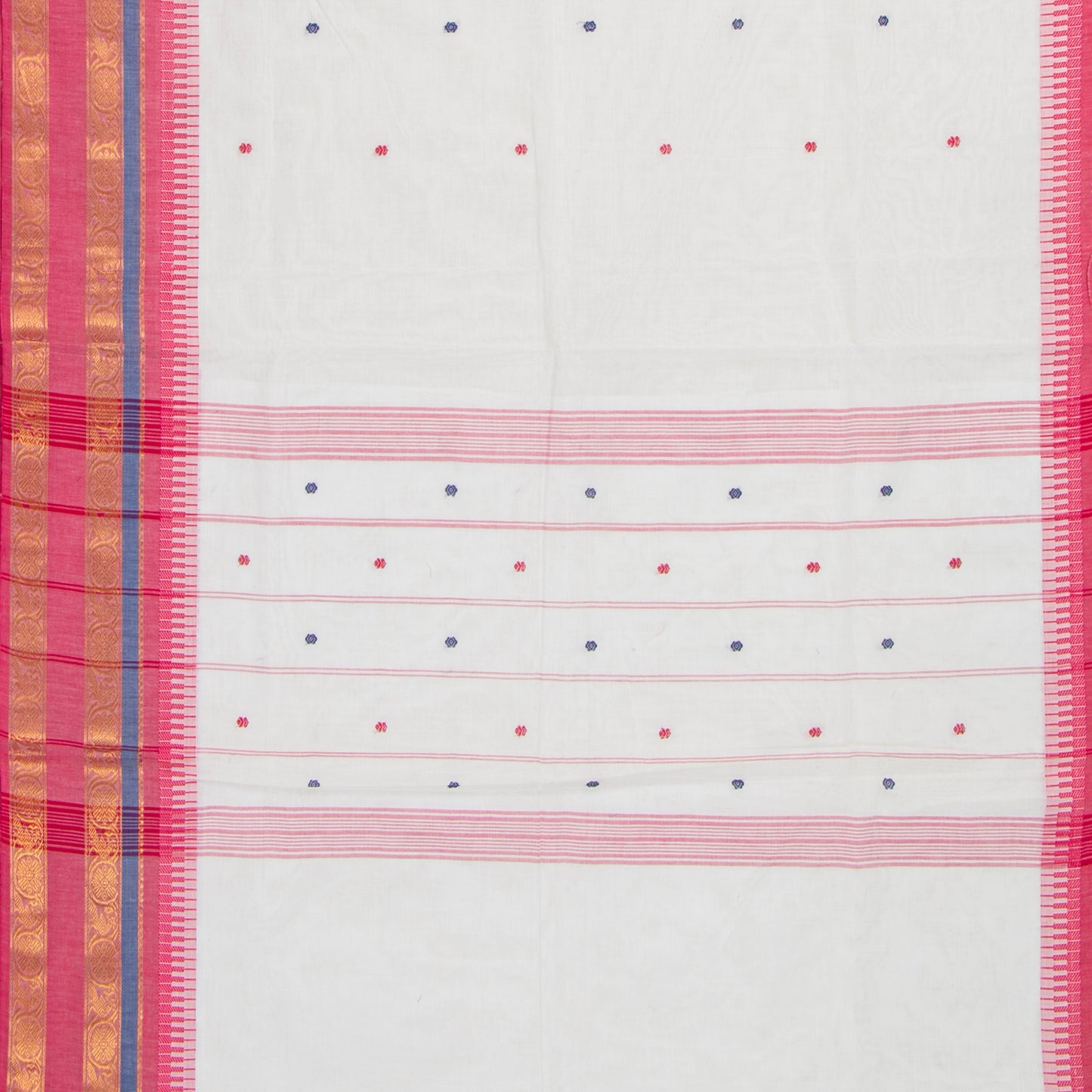 White And Pink Kanchi Cotton Saree For Festive Wear PV MM KC 509