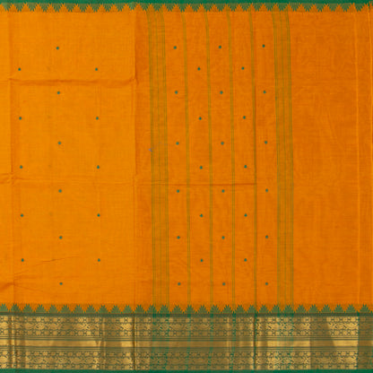 Yellow And Green Kanchi Cotton Saree For Festive Wear PV MM KC 569