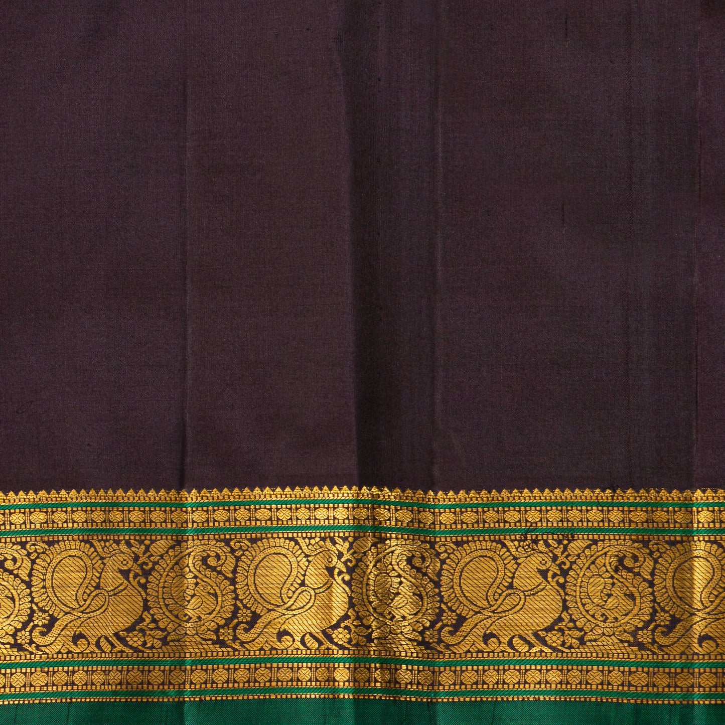 Parakeet Green And Dark Purple Kanchipuram Silk Saree For Wedding Wear PV VIS 104