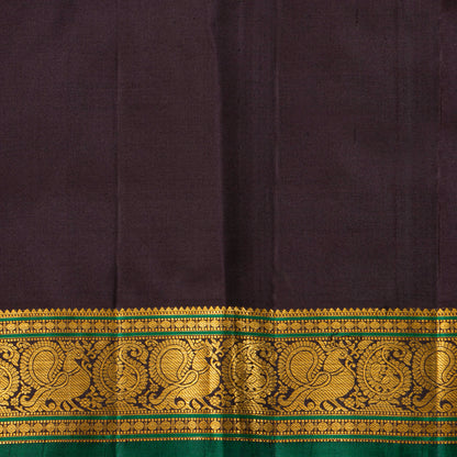Parakeet Green And Dark Purple Kanchipuram Silk Saree For Wedding Wear PV VIS 104