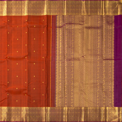 Rust Orange And Magenta Kanchipuram Silk Saree For Festive Wear PV VIS 106