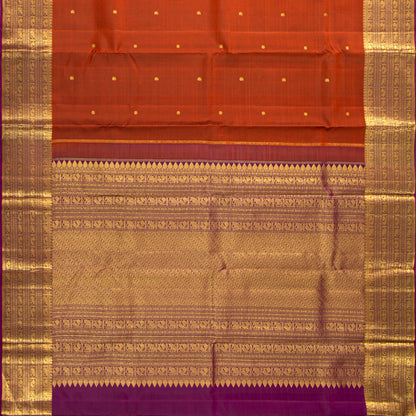 Rust Orange And Magenta Kanchipuram Silk Saree For Festive Wear PV VIS 106