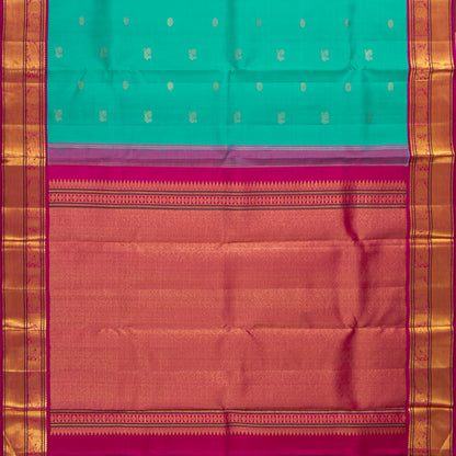 Turquoise Blue  And Pink Kanchipuram Silk Saree For Festive Wear PV VIS 122