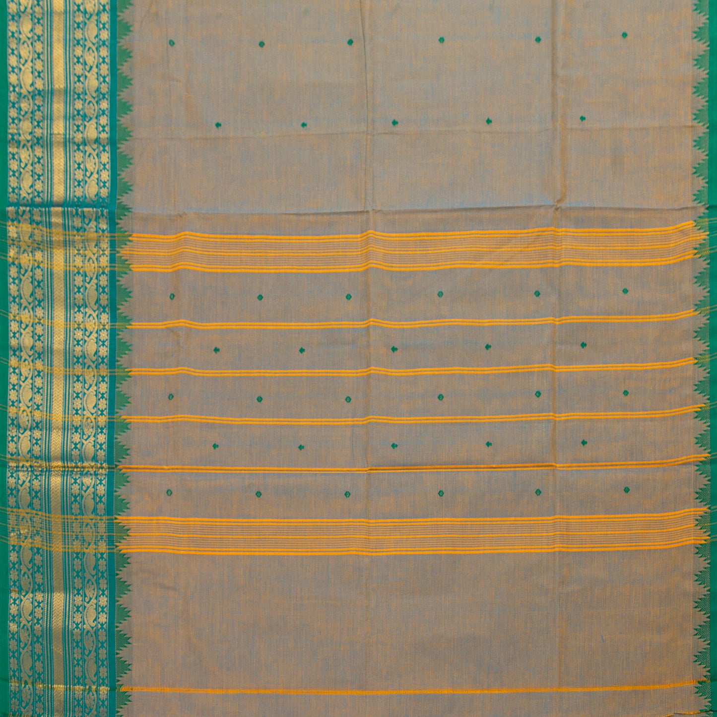 Grey And Blue Kanchi Cotton Saree For Festive Wear PV MM KC 599