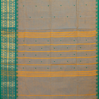 Grey And Blue Kanchi Cotton Saree For Festive Wear PV MM KC 599