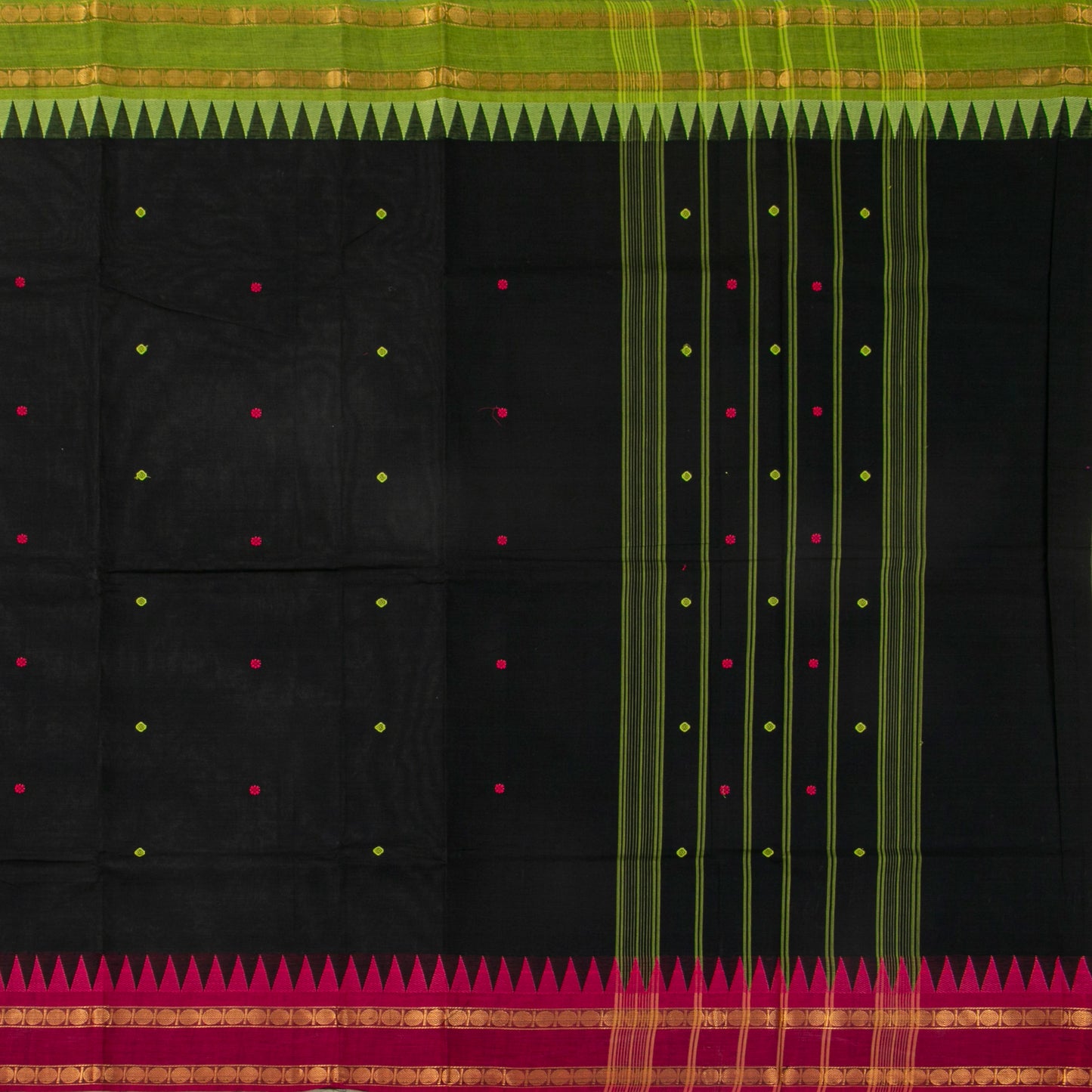 Black Kanchi Cotton Saree Ganga Jamuna Border For Festive Wear PV MM KC 477