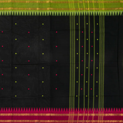 Black Kanchi Cotton Saree Ganga Jamuna Border For Festive Wear PV MM KC 477