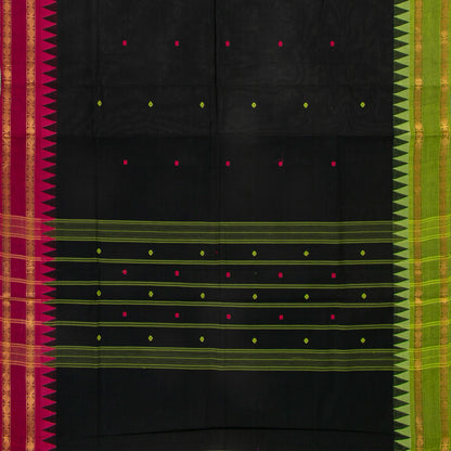 Black Kanchi Cotton Saree Ganga Jamuna Border For Festive Wear PV MM KC 477