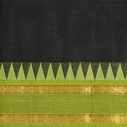 Black Kanchi Cotton Saree Ganga Jamuna Border For Festive Wear PV MM KC 477