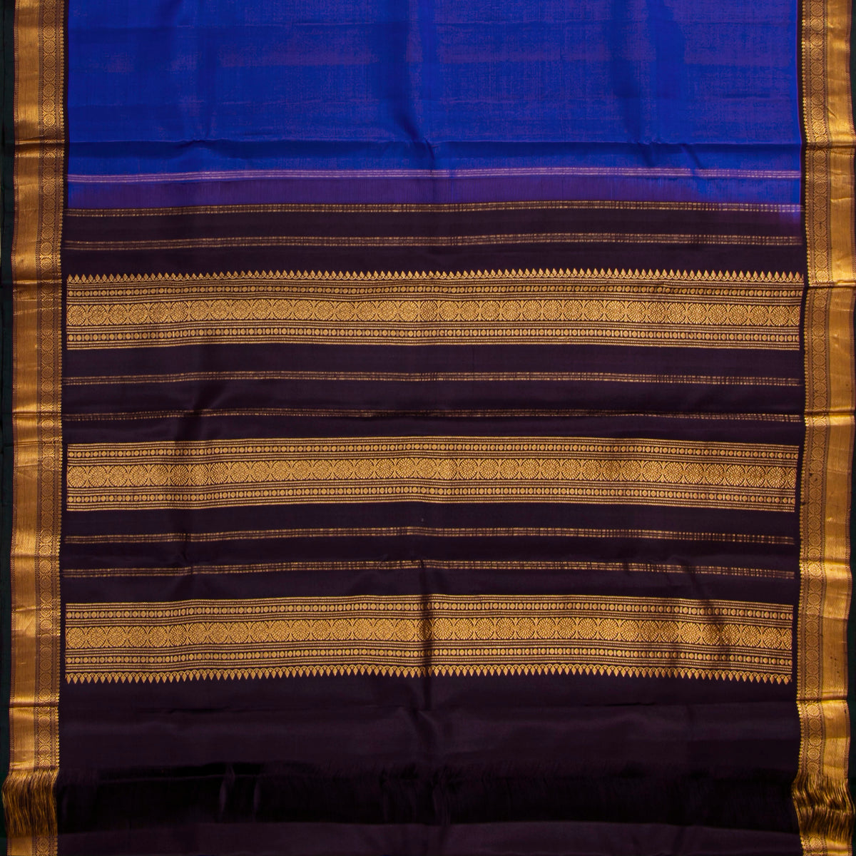 Blue And Brown Kanchipuram Silk Saree For Festive Wear PV VIS 121