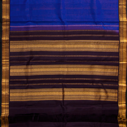 Blue And Brown Kanchipuram Silk Saree For Festive Wear PV VIS 121