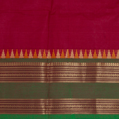 Maroon And Green Kanchi Cotton Saree For Festive Wear PV MM KC 553