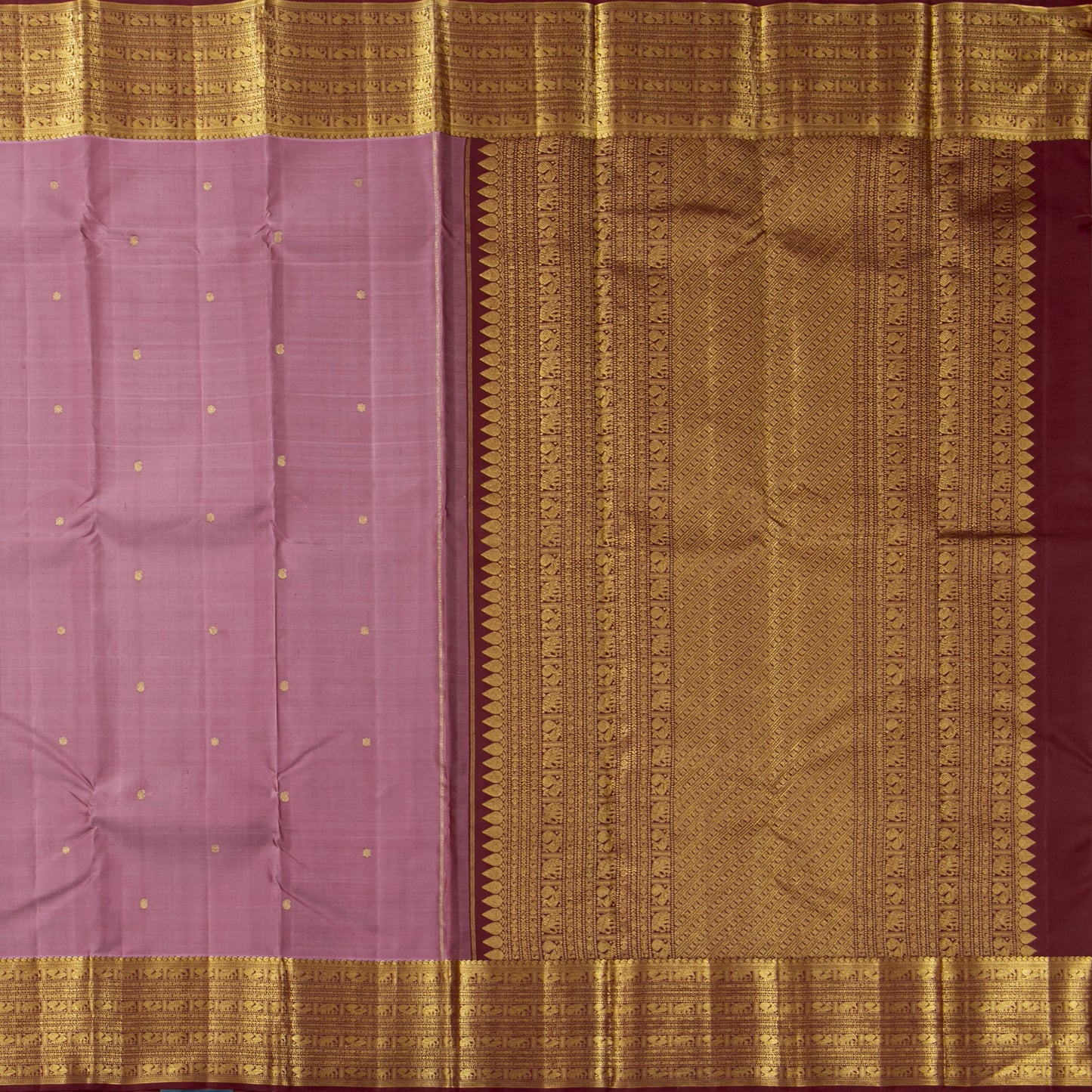 Lavender And Maroon Dual Shade Kanchipuram Silk Saree For Festive Wear PV VIS 105