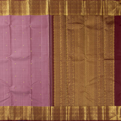 Lavender And Maroon Dual Shade Kanchipuram Silk Saree For Festive Wear PV VIS 105
