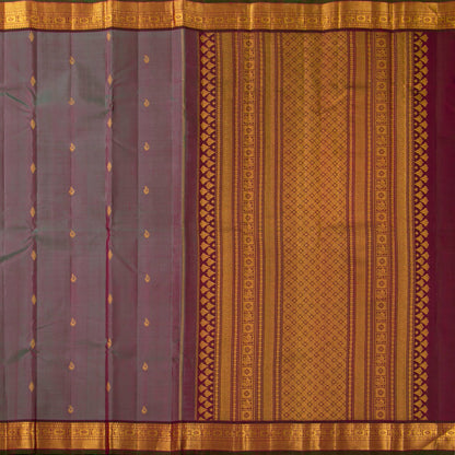 Mauve And Maroon Kanchipuram Silk Saree For Festive Wear PV VIS 113