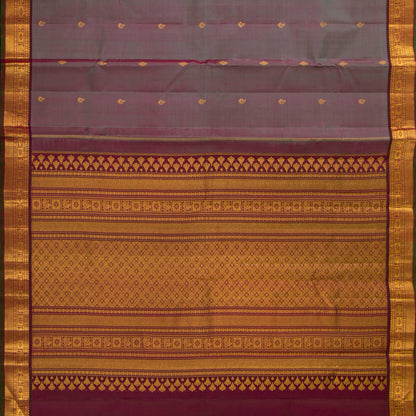 Mauve And Maroon Kanchipuram Silk Saree For Festive Wear PV VIS 113