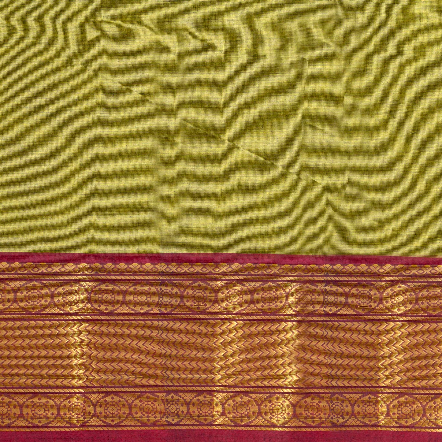 Green And Red Kanchi Cotton Saree With Zari Border For Office Wear PV MM KC 497