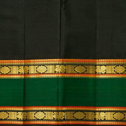 Teal And Black Kanchipuram Silk Saree For Festive Wear PV VIS 127