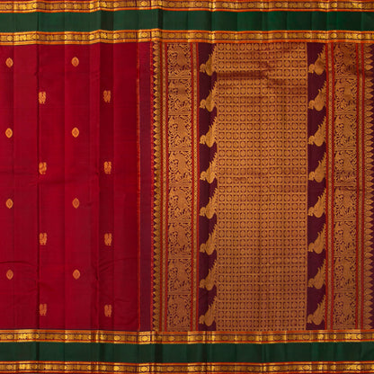 Red And Maroon Kanchipuram Silk Saree For Festive Wear PV VIS 126