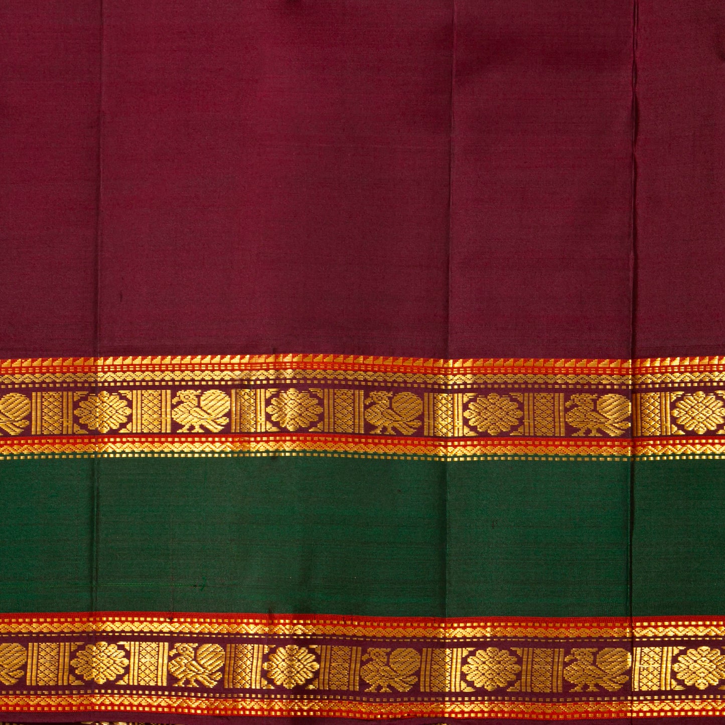 Red And Maroon Kanchipuram Silk Saree For Festive Wear PV VIS 126