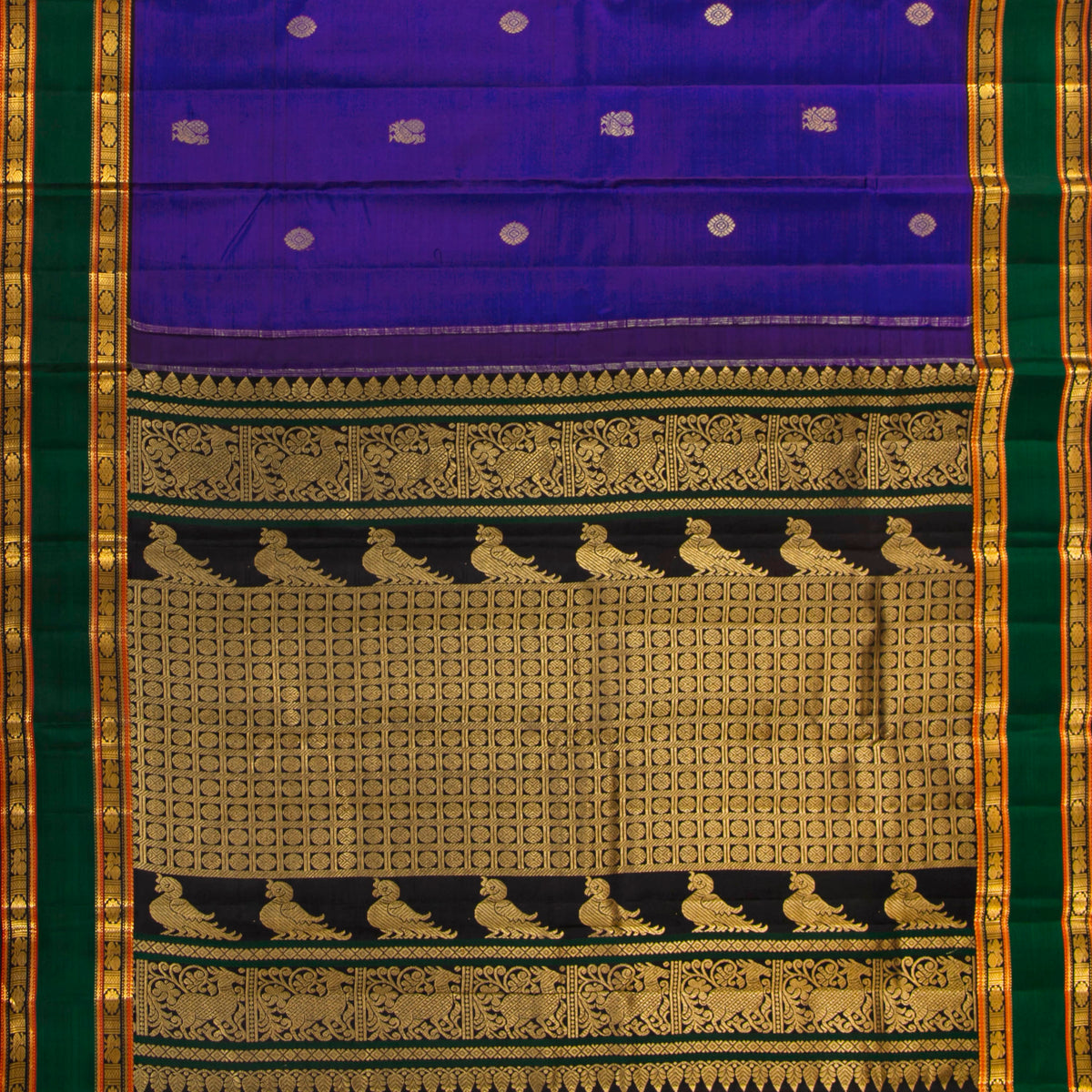 Purple And Brown Kanchipuram Silk Saree For Festive Wear PV VIS 125