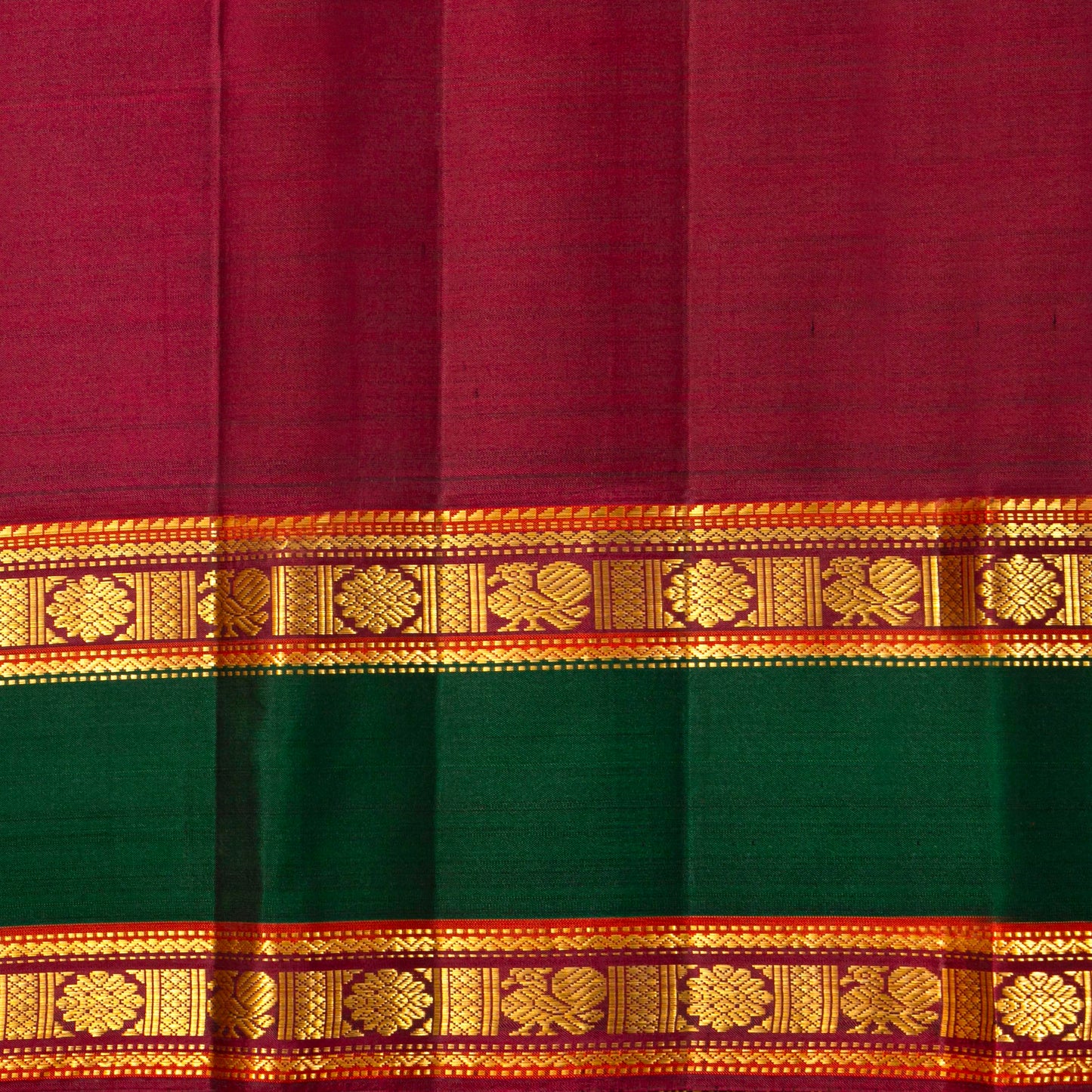 Green And Maroon Kanchipuram Silk Saree For Wedding Wear PV VIS 123