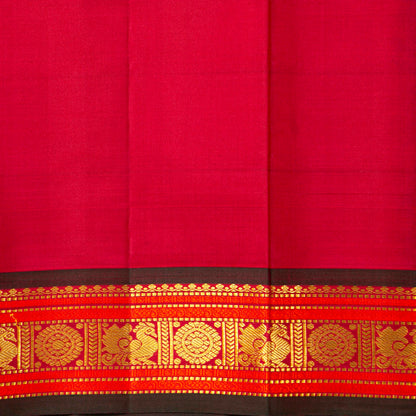 Blue And Red Kanchipuram Silk Saree For Festive Wear PV VIS 128