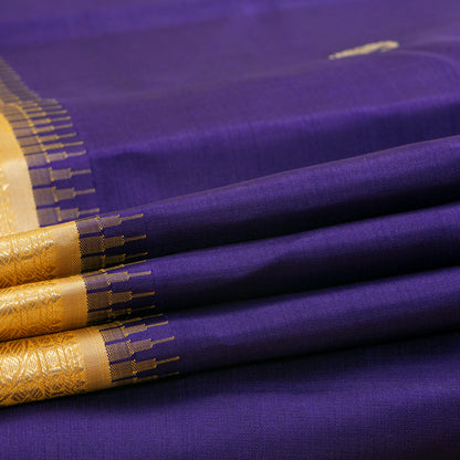 Blue And Off White Kanchipuram Silk Saree For Festive Wear PV NYC 1952