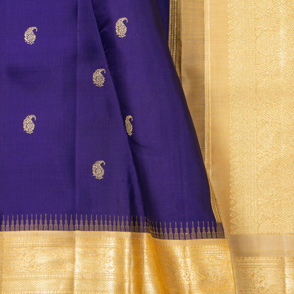Blue And Off White Kanchipuram Silk Saree For Festive Wear PV NYC 1952