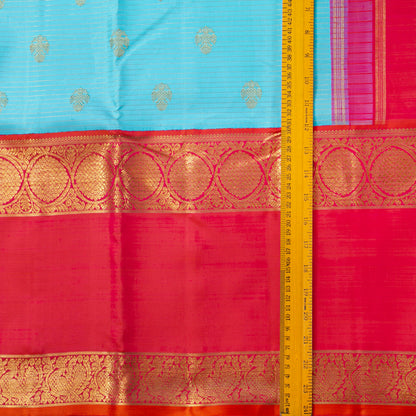 Anandha Blue And Pink Kanchipuram Silk Saree For Bridal Wear PV NYC 1967