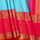 Anandha Blue And Pink Kanchipuram Silk Saree For Bridal Wear PV NYC 1967