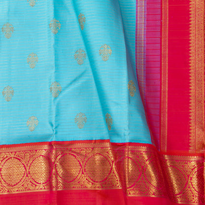 Anandha Blue And Pink Kanchipuram Silk Saree For Bridal Wear PV NYC 1967