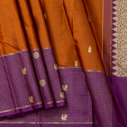 Rust And Magenta Kanchipuram Silk Saree For Festive Wear PV NYC 2017