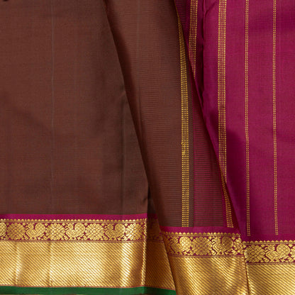 Brown And Magenta Kanchipuram Silk Saree For Festive Wear PV NYC 2023