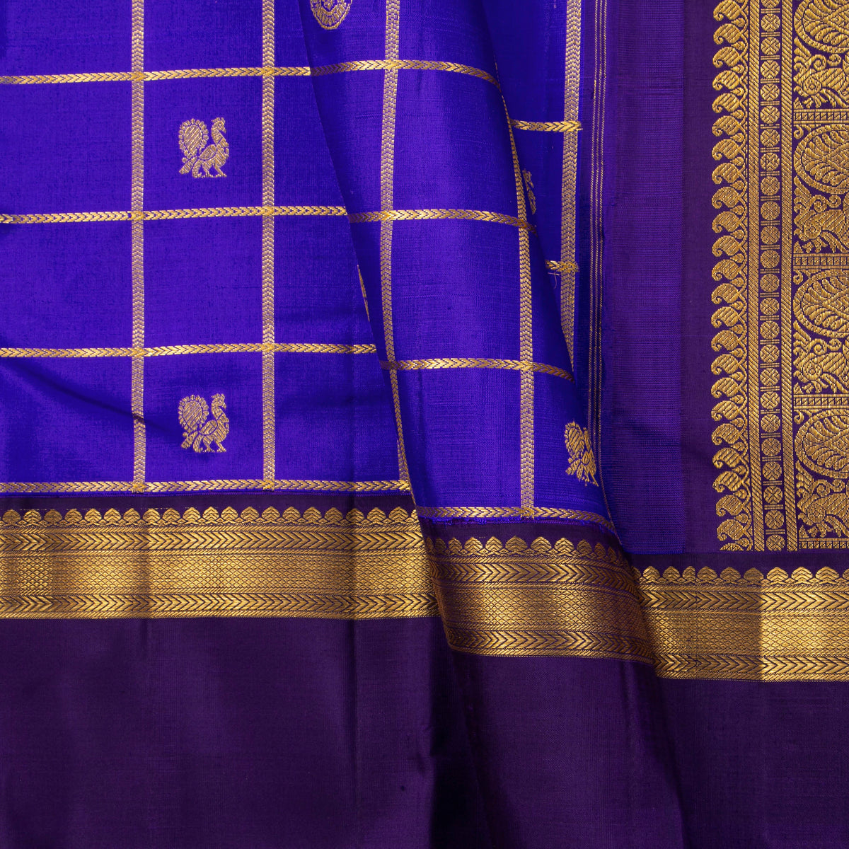 Purple And Violet Kanchipuram Silk Saree For Festive Wear PV NYC 1983