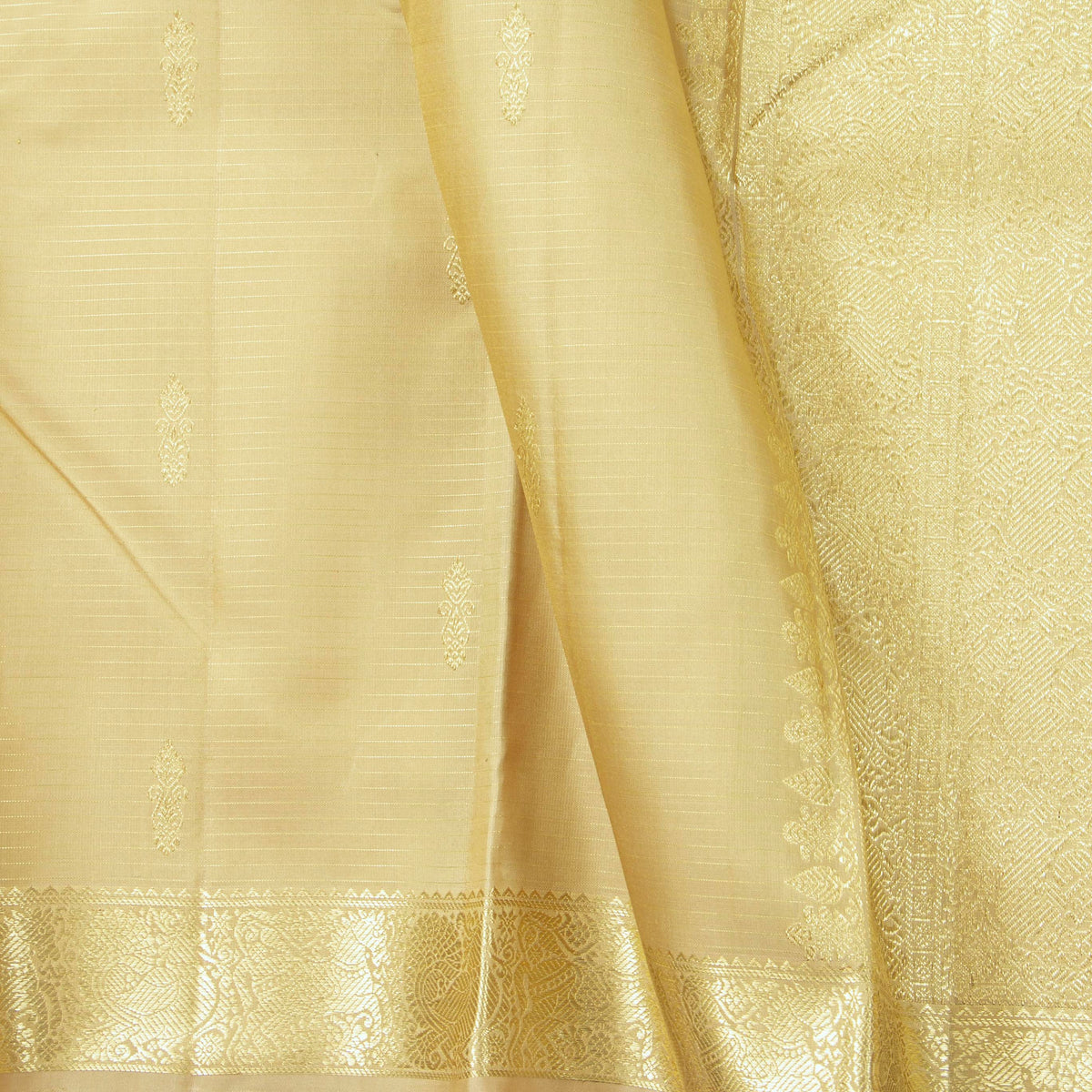 Off White Kanchipuram Silk Saree Vairaoosi For Festive Wear PV NYC 2016