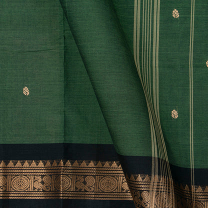 Green Kanchi Cotton Saree Ganga Jamuna Border PV MM KC 458