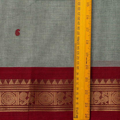 Grey Kanchi Cotton Saree Ganga Jamuna Border For Festive Wear PV MM KC 418