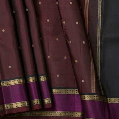 Brown And Black Kanchipuram Silk Saree For Festive Wear PV NYC 2018
