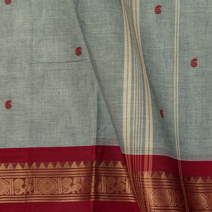 Grey Kanchi Cotton Saree Ganga Jamuna Border For Festive Wear PV MM KC 418