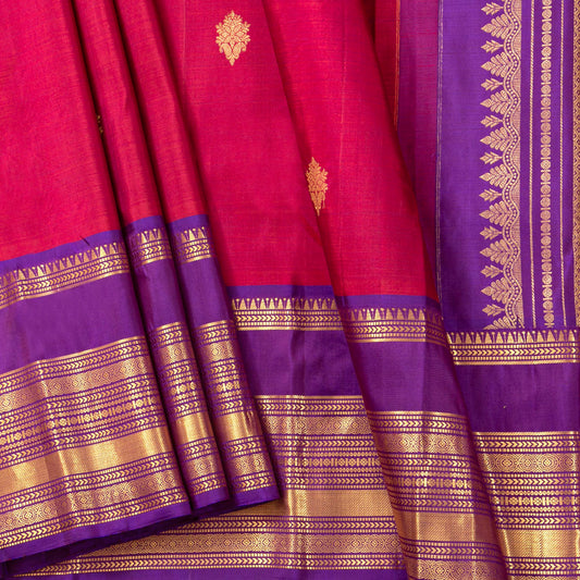 Pink And Purple Kanchipuram Silk Saree For Festive Wear PV NYC 1987