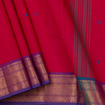 Pink And Purple Kanchi Cotton Saree For Festive Wear PV MM KC 389