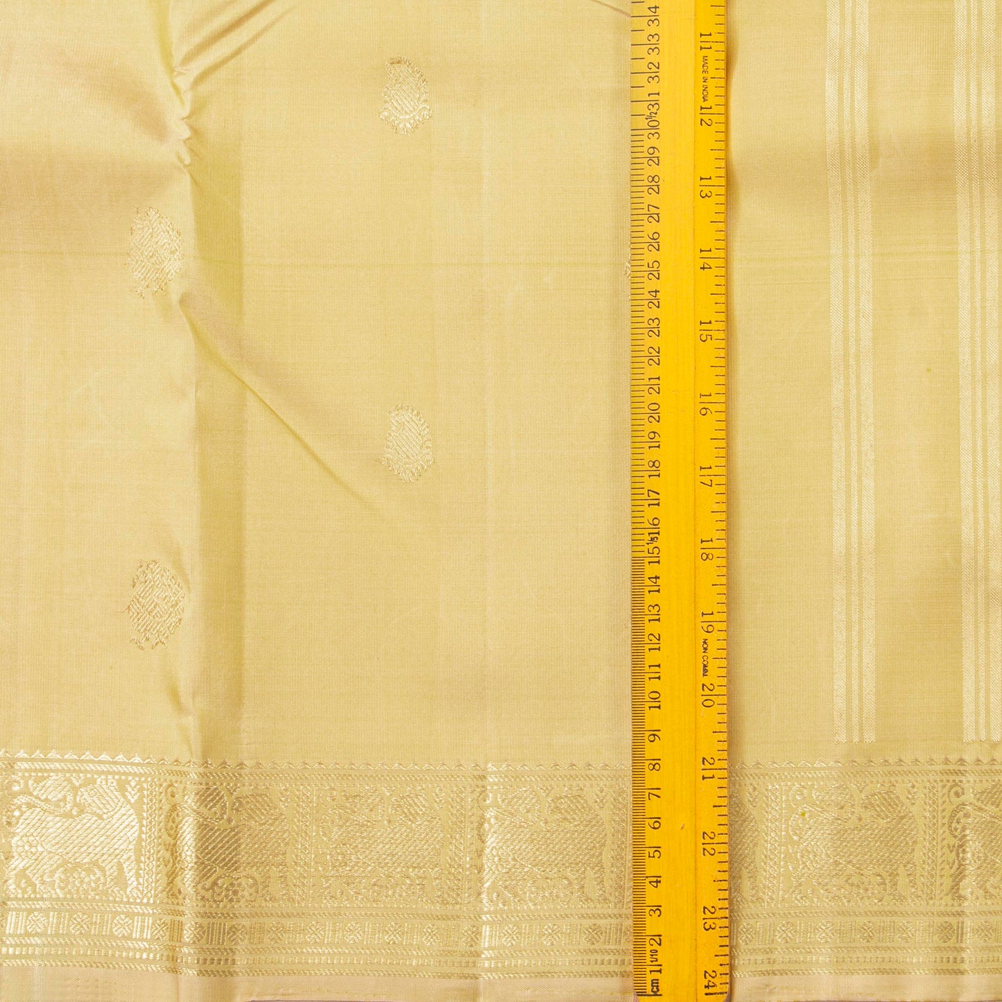Off White Kanchipuram Silk Saree For Festive Wear PV NYC 1970