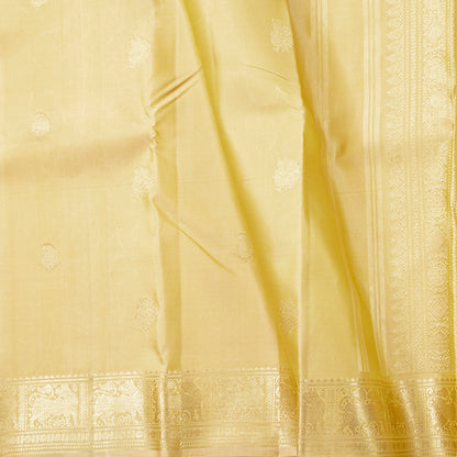 Off White Kanchipuram Silk Saree For Festive Wear PV NYC 1970
