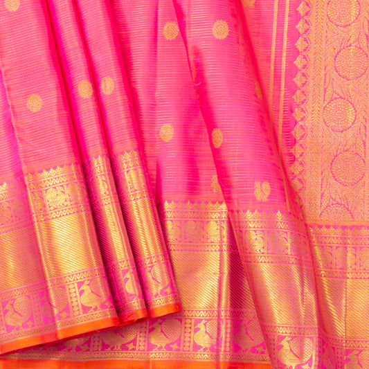 Pink Kanchipuram Silk Saree For Wedding Wear PV NYC 2032