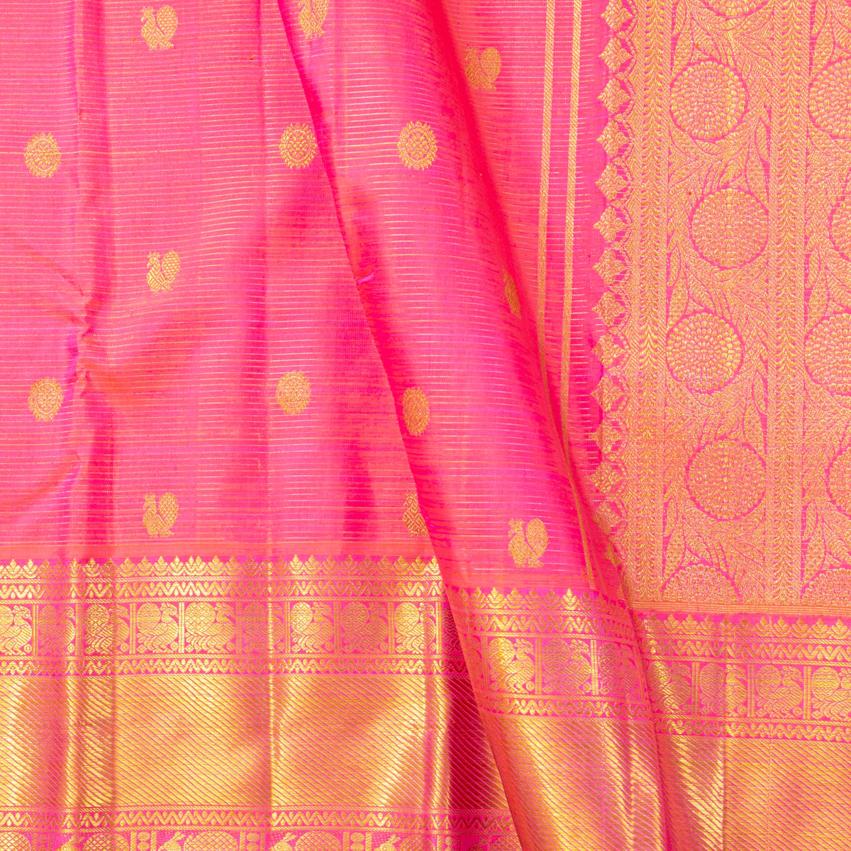 Pink Kanchipuram Silk Saree For Wedding Wear PV NYC 2032
