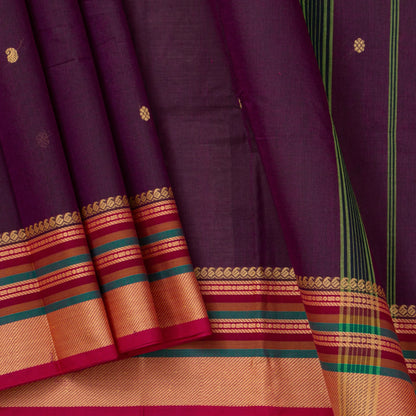 Wine Kanchi Cotton Saree For Festive Wear PV MM KC 501