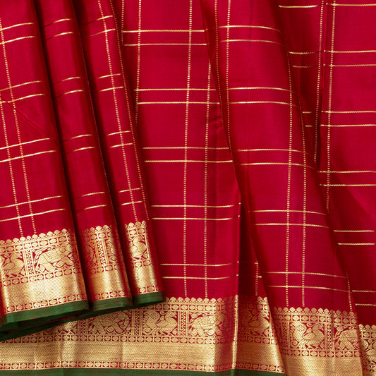 Red Kanchipuram Silk Saree For Wedding Wear PV NYC 2025
